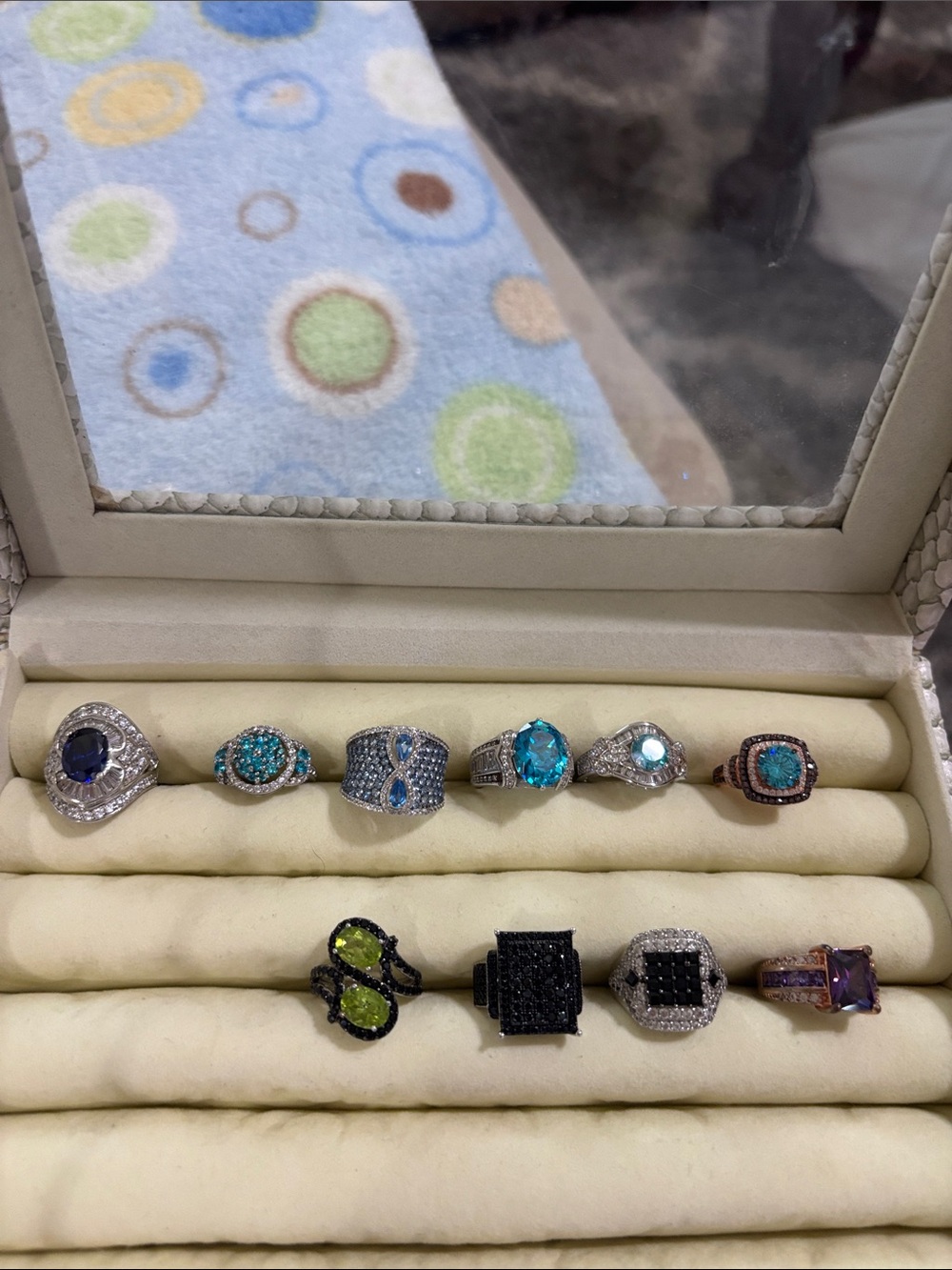 JTV Multicolor Gemstone Ring Collection - Blue, Teal, Green, Black, Purple,